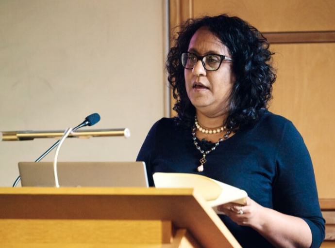 Prime Minister of Sri Lanka Dr Harini Amarasuriya delivers a lecture at the University of Oxford
